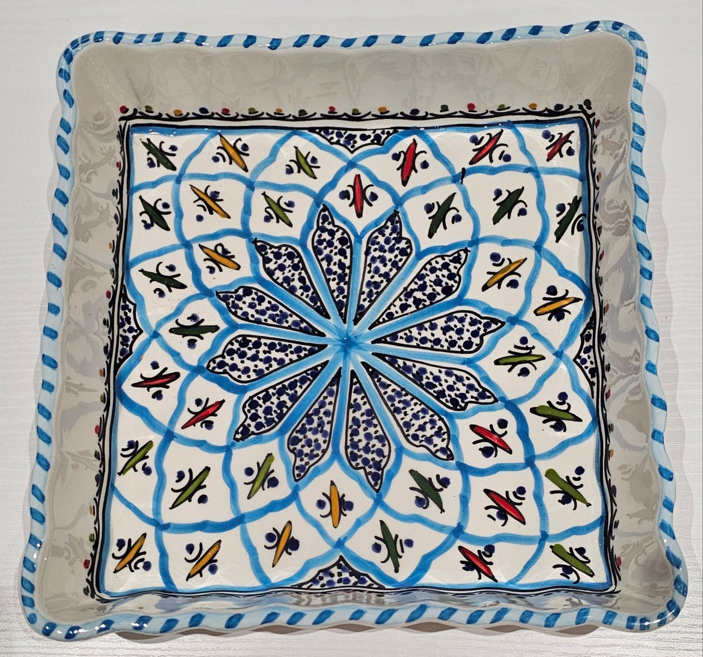 Blue mosaic oven tray